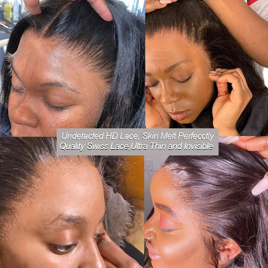 7x7 Invisible Melt Skin Real HD Lace 13x6 6x6 5x5 Pre Plucked Lace Frontal Bye Bye Knots Wigs 100% Virgin straight Hair HD Lace