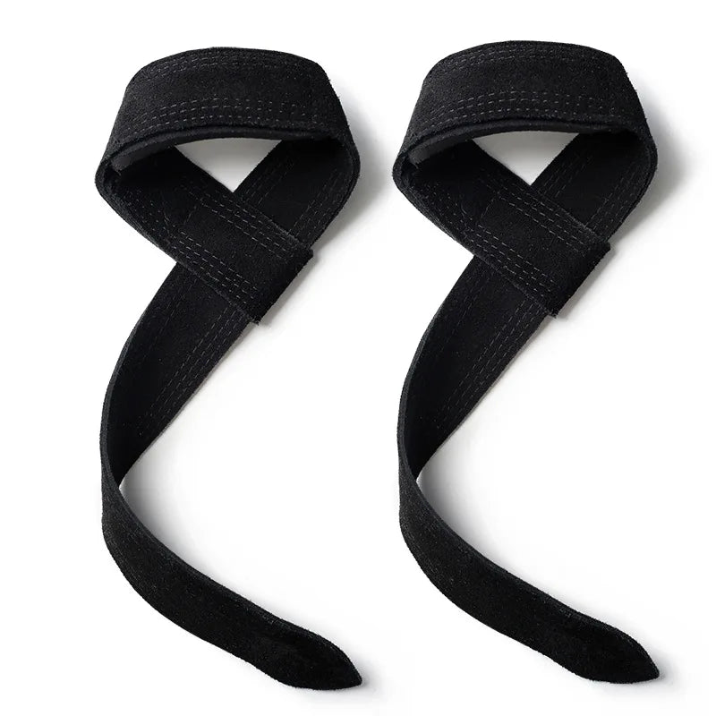 Leather Weight lifting Wrist Straps Fitness Bodybuilding Training Gym lifting straps with Non Slip Cowhide Grip