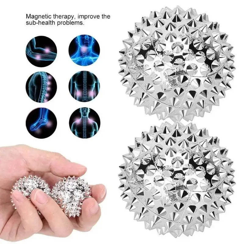 1 Pair Yoga Fitness Spiky Massage Balls - Durable Trigger Point Tool for Hand/Foot Pain Relief, Magnetic Therapy