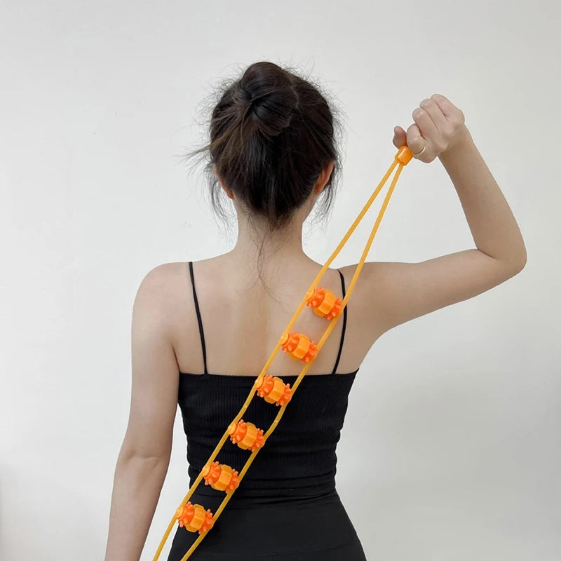 Hand-held Back Shoulder Neck Muscle Massager Plastic Back Puller Fitness Physiotherapy Massage Roller Bead Pull-Back Roller