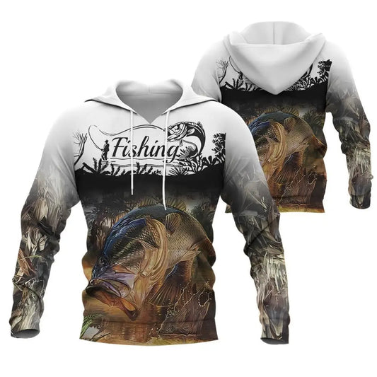 New In Men's Hoodies Fish 3d Pattern Full Printing Harajuku Street Fashion Unisex Autumn Fishing Jackets Essential Sport