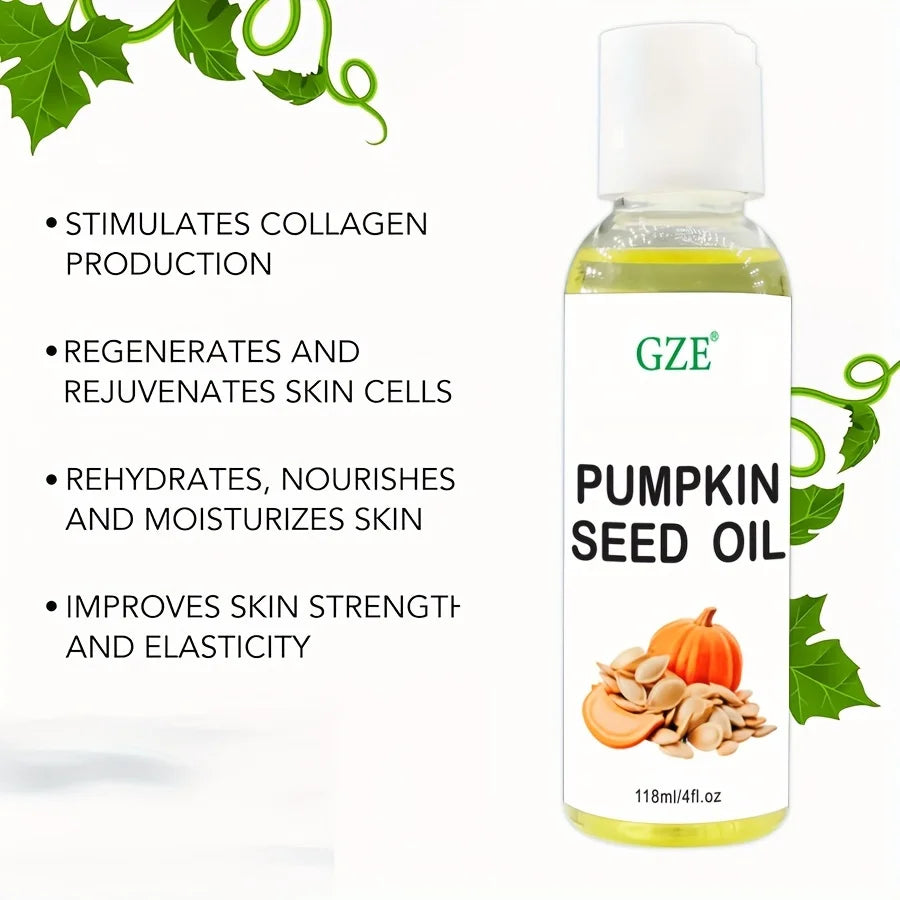 GZE Pumpkin Seed Carrier Oil Organic Pure Natural Cold Pressed Unrefined Oil for Skin, Hair, Body