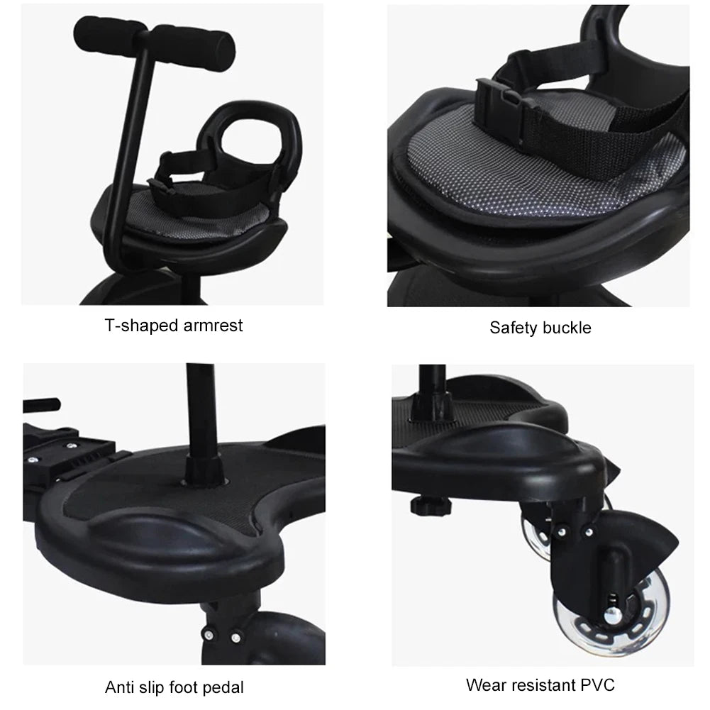 Universal Baby Strollers Pedal Adapter Twins Scooter Hitchhiker Second Child Standing Plate with Seat