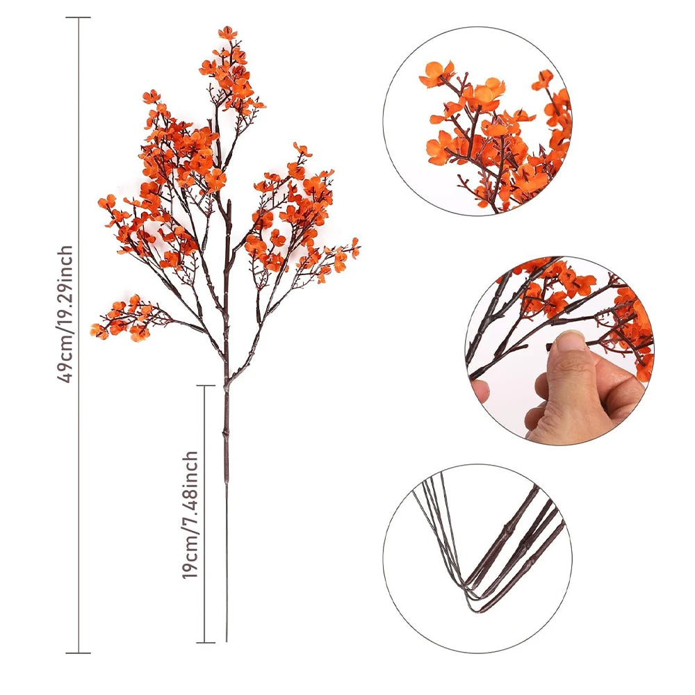 5Pcs Artificial Flowers Fall Babys Breath Fake Plants Home Wedding Centerpiece Table Thanksgiving Party Autumn Room Decorations