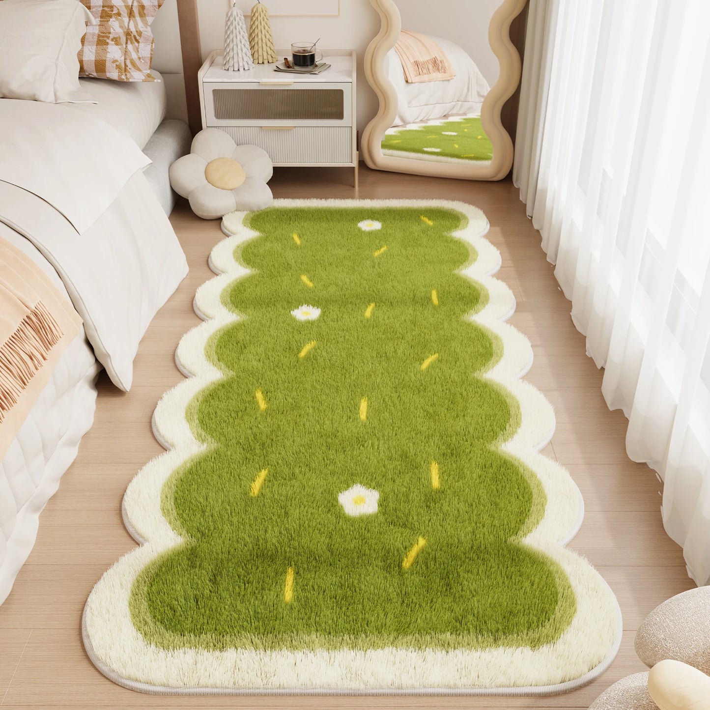 Checkerboard Carpets for Living Room Cute Bedroom Decor Carpet Fluffy Soft Irregular Bedside Plush Rug Home Thickened Floor Mat