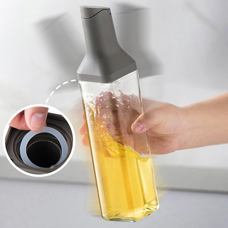 500ml Square Open and Close Oil Pot Kitchen Sauce Vinegar Olive Oil Glass Seasoning Bottle
