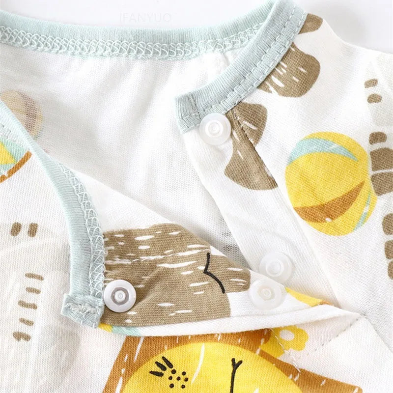 Cute Baby Cartoon Jumpsuit Summer Short Sleeved Thin Cotton Newborn Infant Clothing Bodysuit Boys Girls Crawling Clothes Rompers