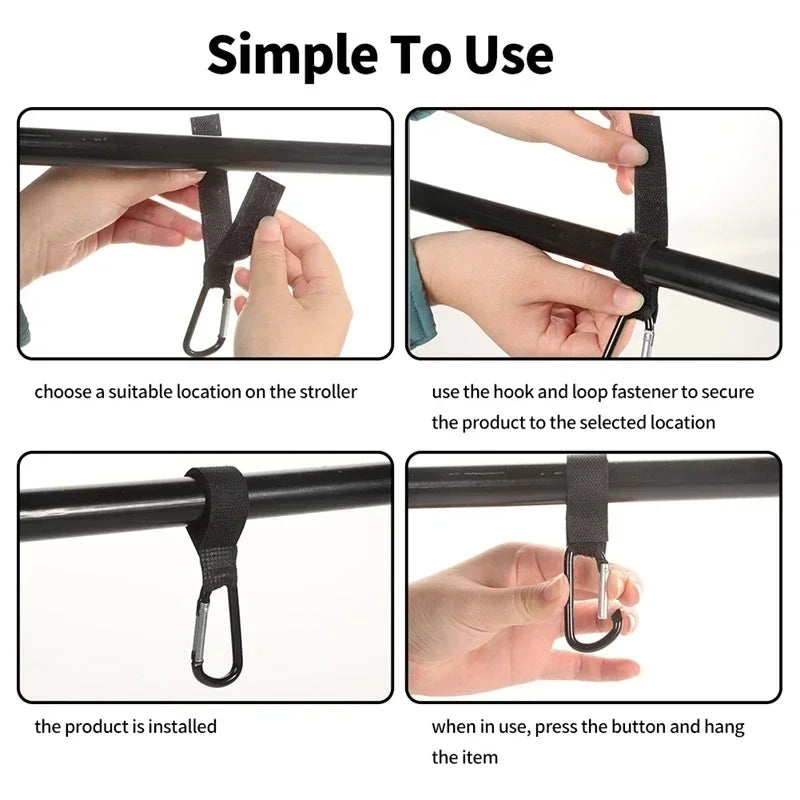 2/3/5pcs Baby Stroller Hook Strollers Accessory Aluminum Alloy Hooks Hook and Loop Fasteners Diaper Bag Hanger Organizer Hook
