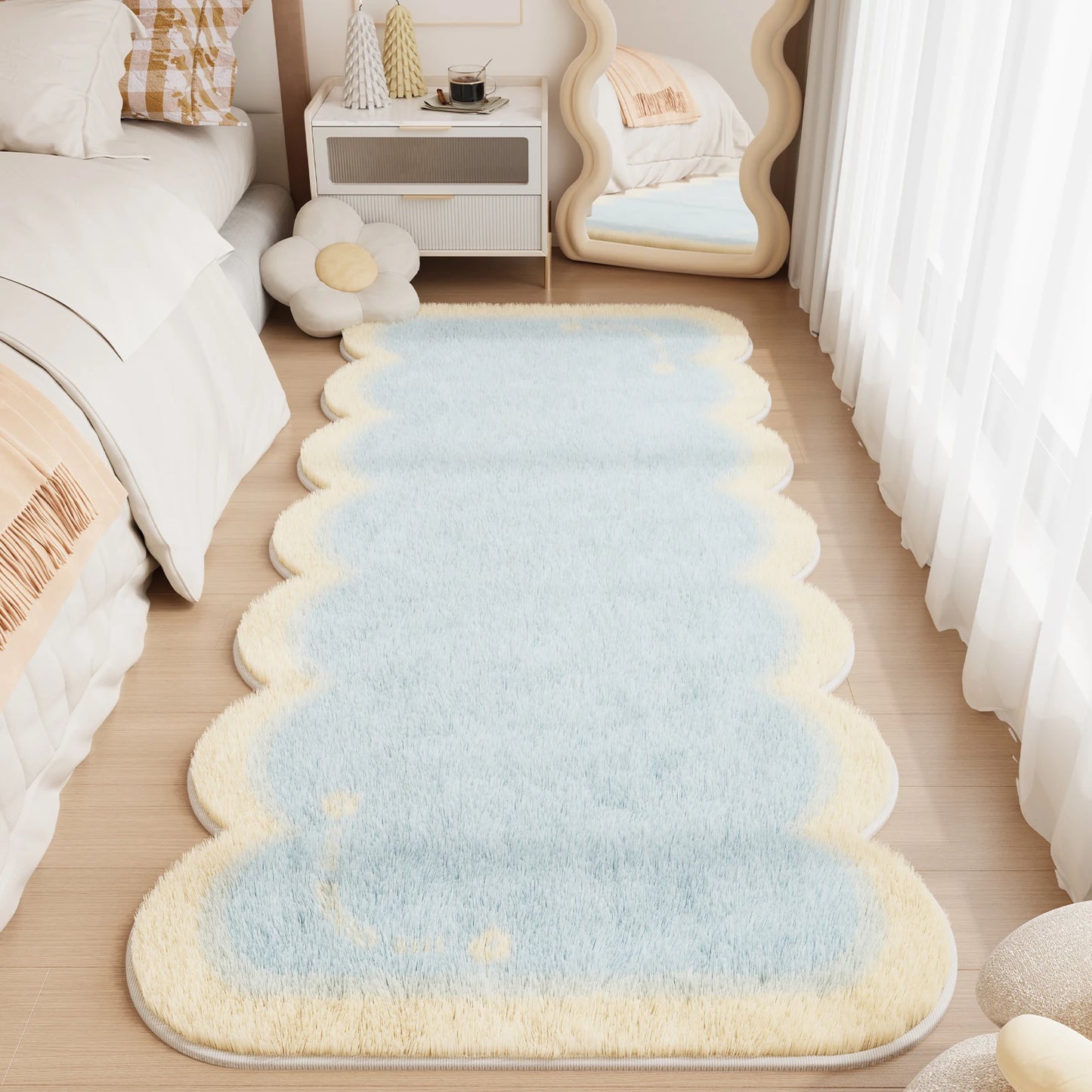 Checkerboard Carpets for Living Room Cute Bedroom Decor Carpet Fluffy Soft Irregular Bedside Plush Rug Home Thickened Floor Mat