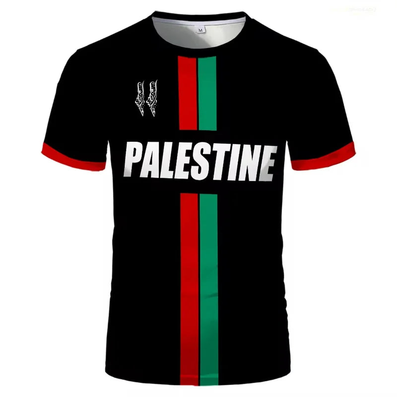Palestine Football T Shirts Summer Fashion Short Sleeve Palestinian Flag 3D Printed T-shirts Casual O Neck Loose Mens Tops Tees