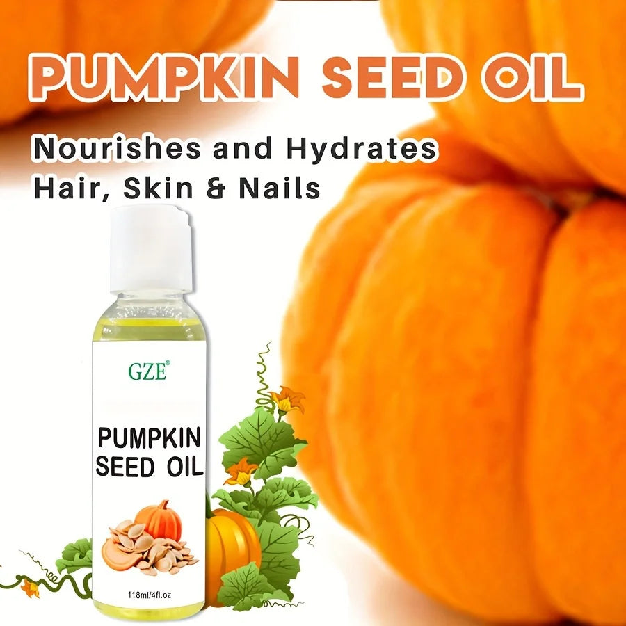 GZE Pumpkin Seed Carrier Oil Organic Pure Natural Cold Pressed Unrefined Oil for Skin, Hair, Body