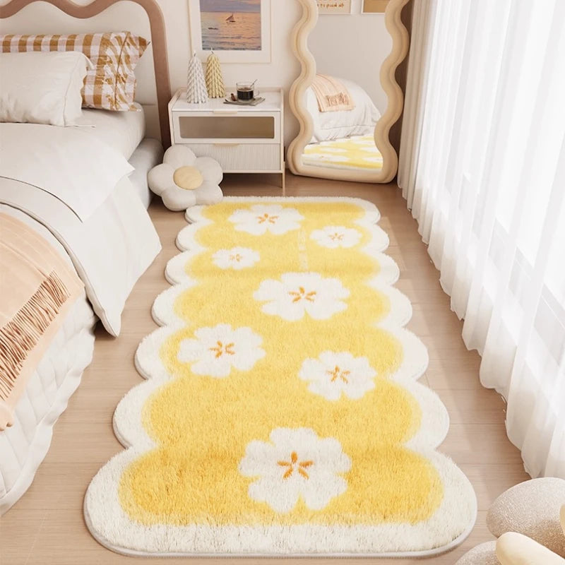 Checkerboard Carpets for Living Room Cute Bedroom Decor Carpet Fluffy Soft Irregular Bedside Plush Rug Home Thickened Floor Mat
