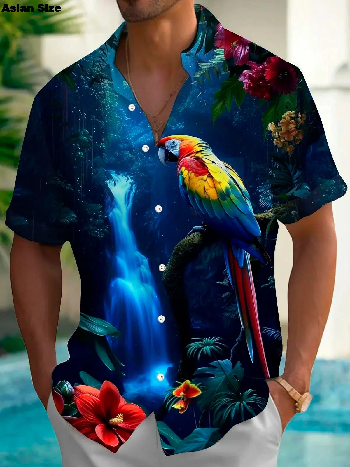Flamingo Parrot 3D Print Hawaiian Shirt Men Women Fashion Turn Down Beach Shirts 2025 Blouse Vocation Turn Down Collar Camisa