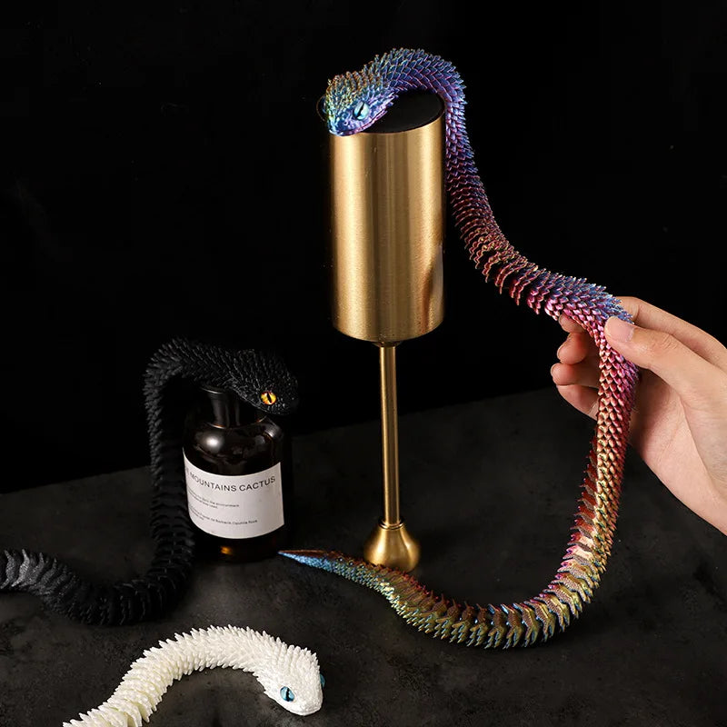 30/60/80cm 3D Printed Luminous Snake Movable Joint Simulation Snake Action Figures Home Office Desktop Ornament Birthday Gifts