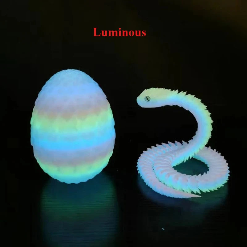 30/60/80cm 3D Printed Luminous Snake Movable Joint Simulation Snake Action Figures Home Office Desktop Ornament Birthday Gifts