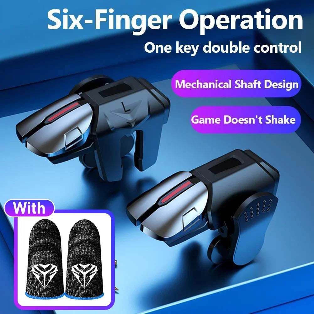 G21 Mobile Phone Game Trigger Gamepad Joystick 6-Finger Aim Shooting L1 R1 Key Button Game Fingertips For PUBG Game Controller