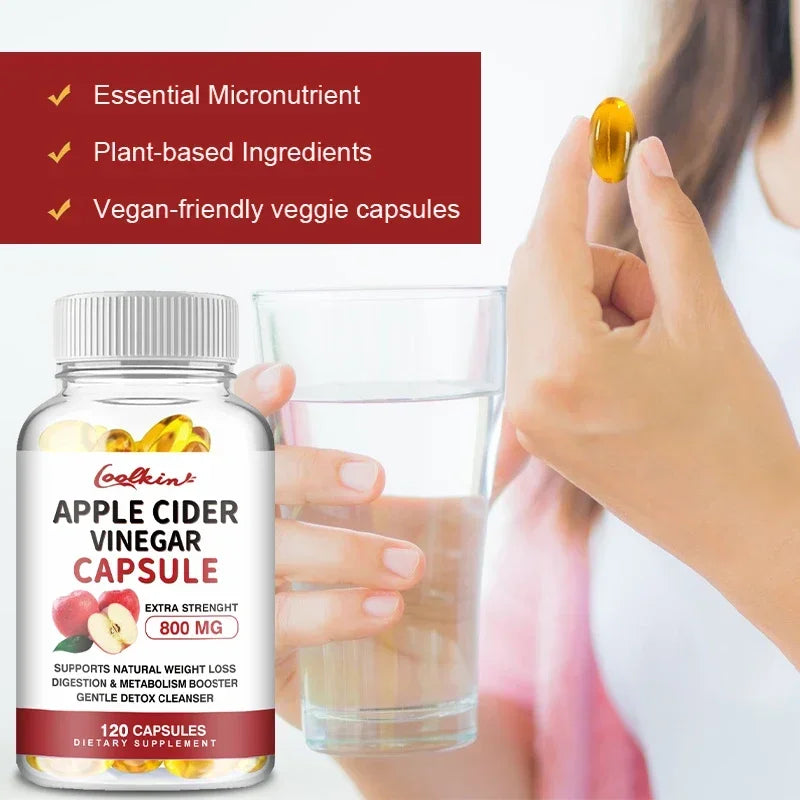 Apple Cider Vinegar Capsules - Healthy Weight Management, Promote Metabolism, Suppress Appetite, and Improve Immunity