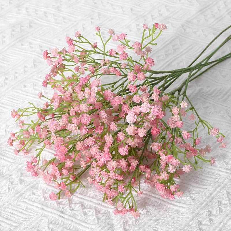 90Heads 52cm White Artificial Flowers Wedding DIY Bouquet Decoration Arrangement Plastic Babies Breath Fake Flower Home Decor