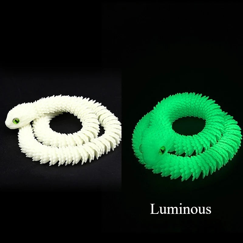 30/60/80cm 3D Printed Luminous Snake Movable Joint Simulation Snake Action Figures Home Office Desktop Ornament Birthday Gifts