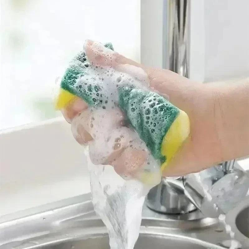 10/50pcs Kitchen Dishwashing Sponge Soft Absorbent Clean Rub Pot Rust Scouring Pad Removing Kits Household Cleaning Brush Sponge