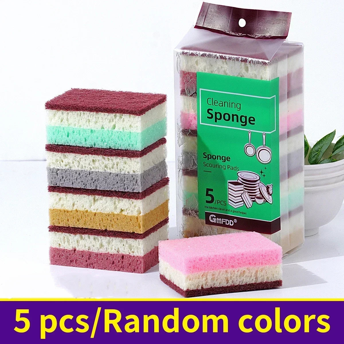 3-10pcs High density porous seaweed elastic magic wipe cleaning dishwashing sponge brush multifunctional kitchen tool