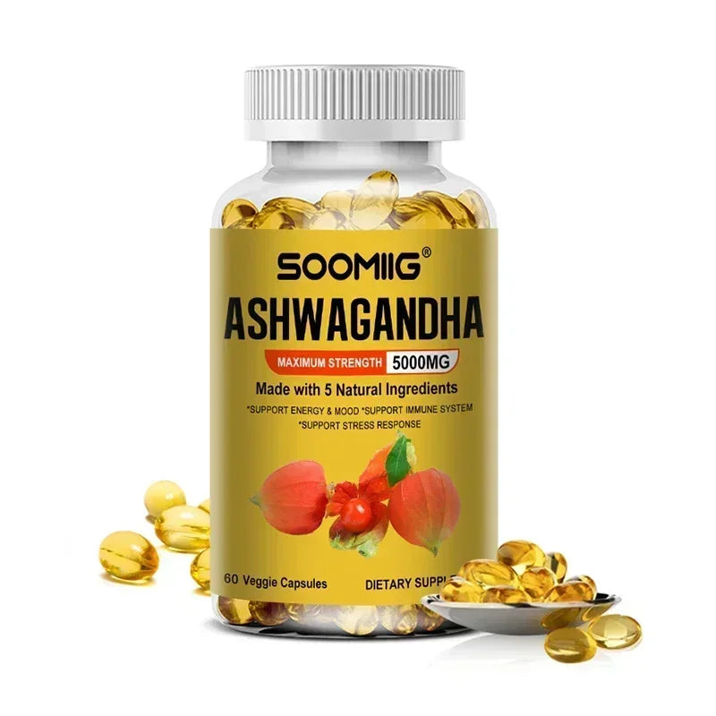 Organic Ashwagandha - Stress Relief & Immune Support Supplement, Supports Balanced Energy Levels, NON-GMO Vegan Capsules
