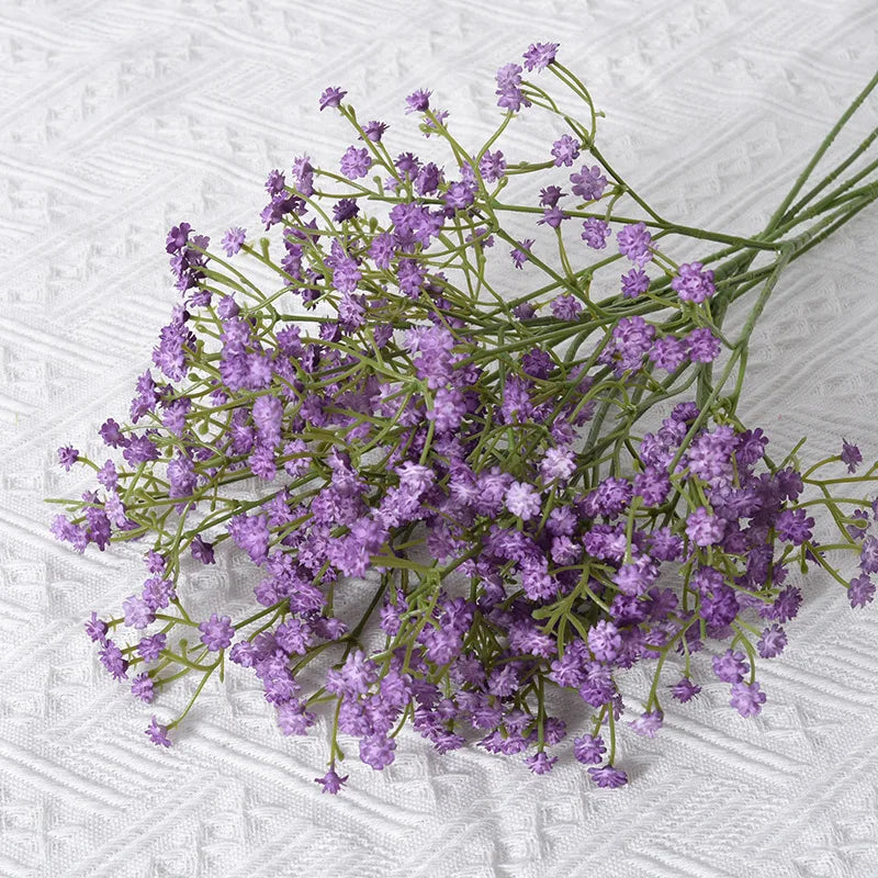 90Heads 52cm White Artificial Flowers Wedding DIY Bouquet Decoration Arrangement Plastic Babies Breath Fake Flower Home Decor