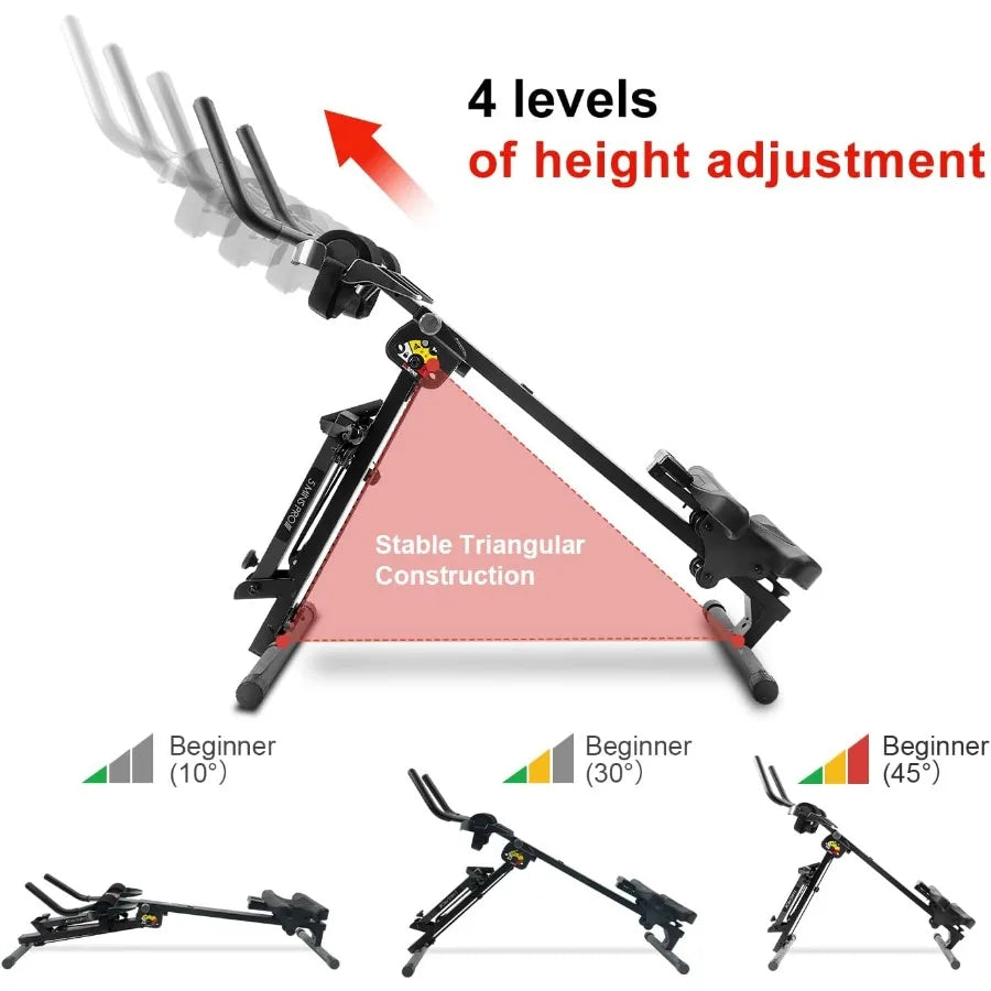 3 in 1 Foldable Rowing Machine, AB Machine with 3 Level Angle & Led Monitor, Multi-Functional Rower Fitness Equipment Home Gym F