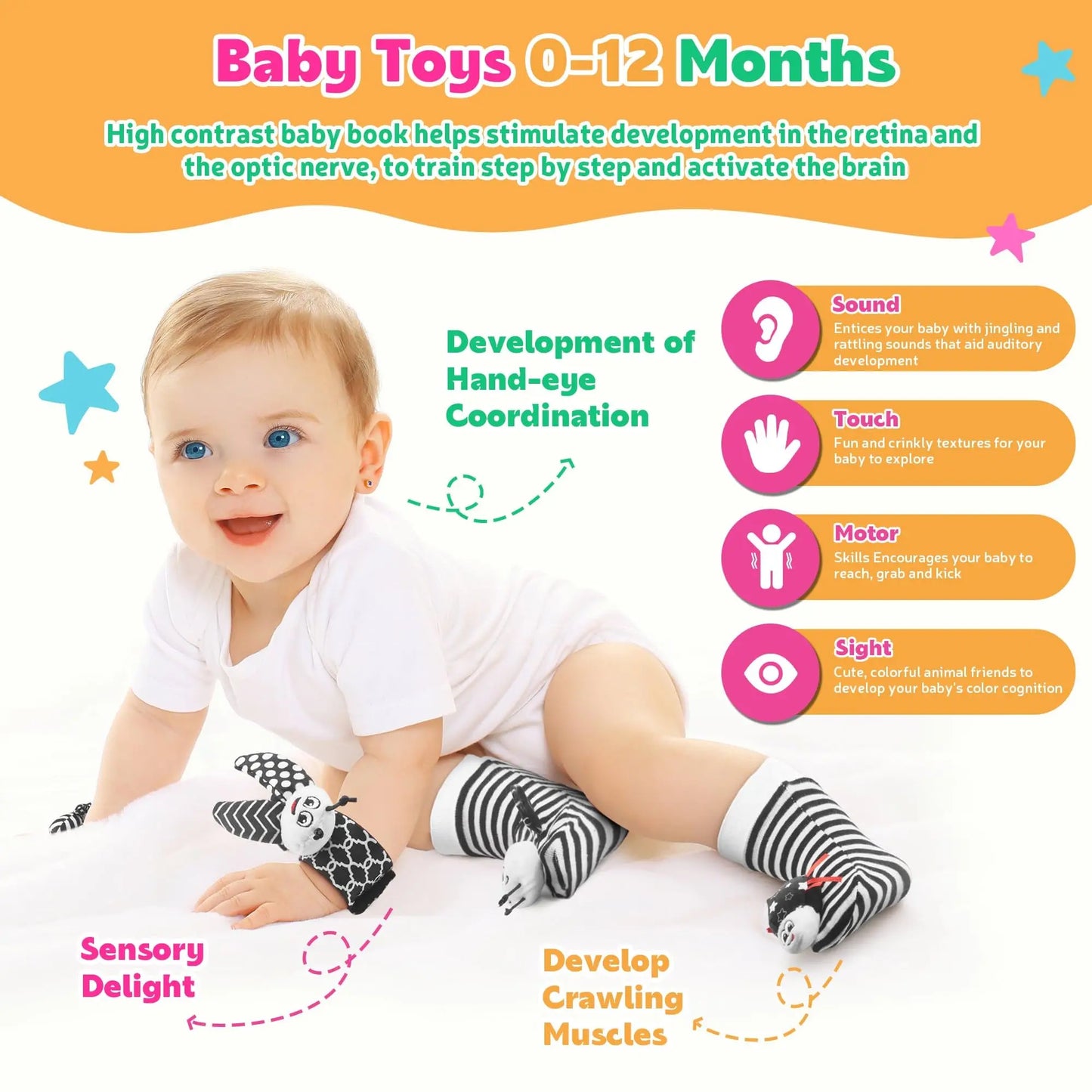 1 Set Baby Rattles Toys Infant Toys 0-6 Months  Cute Stuffed Animals Wrist Rattle Foot Finder Socks Newborn Toys Baby boy Gifts
