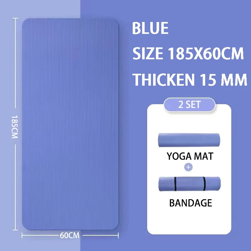 Non-slip Extra Thick 15mm Yoga Mat  Men Women Fitness NBR Soft Mat Tasteless Gym Household Exercise Pilates Yoga Mat