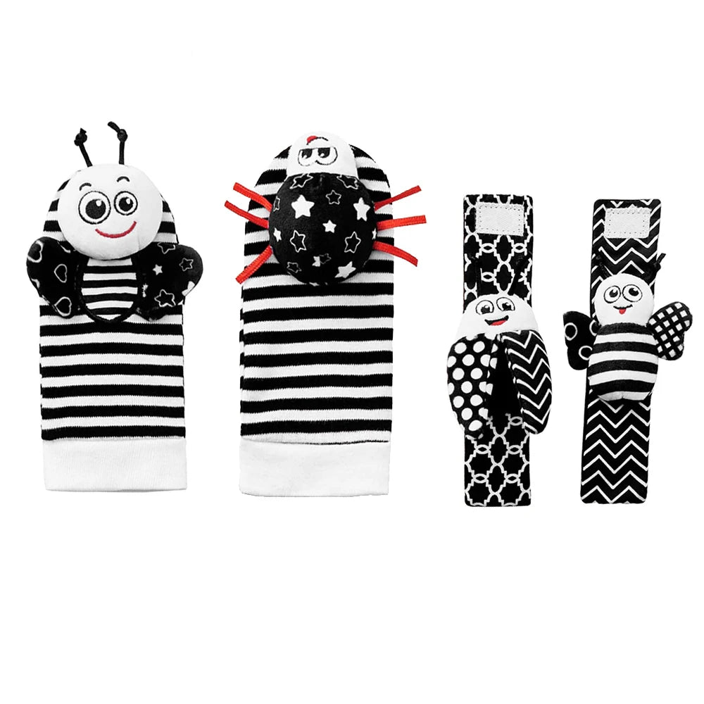 1 Set Baby Rattles Toys Infant Toys 0-6 Months  Cute Stuffed Animals Wrist Rattle Foot Finder Socks Newborn Toys Baby boy Gifts