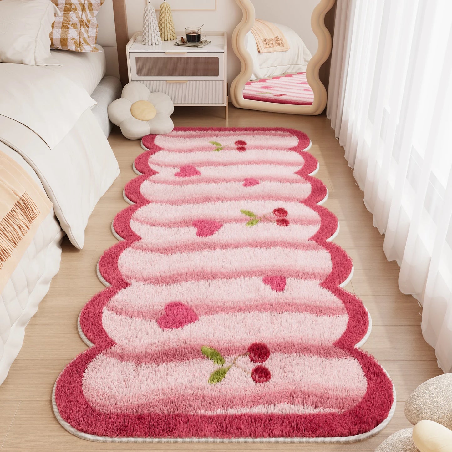 Checkerboard Carpets for Living Room Cute Bedroom Decor Carpet Fluffy Soft Irregular Bedside Plush Rug Home Thickened Floor Mat