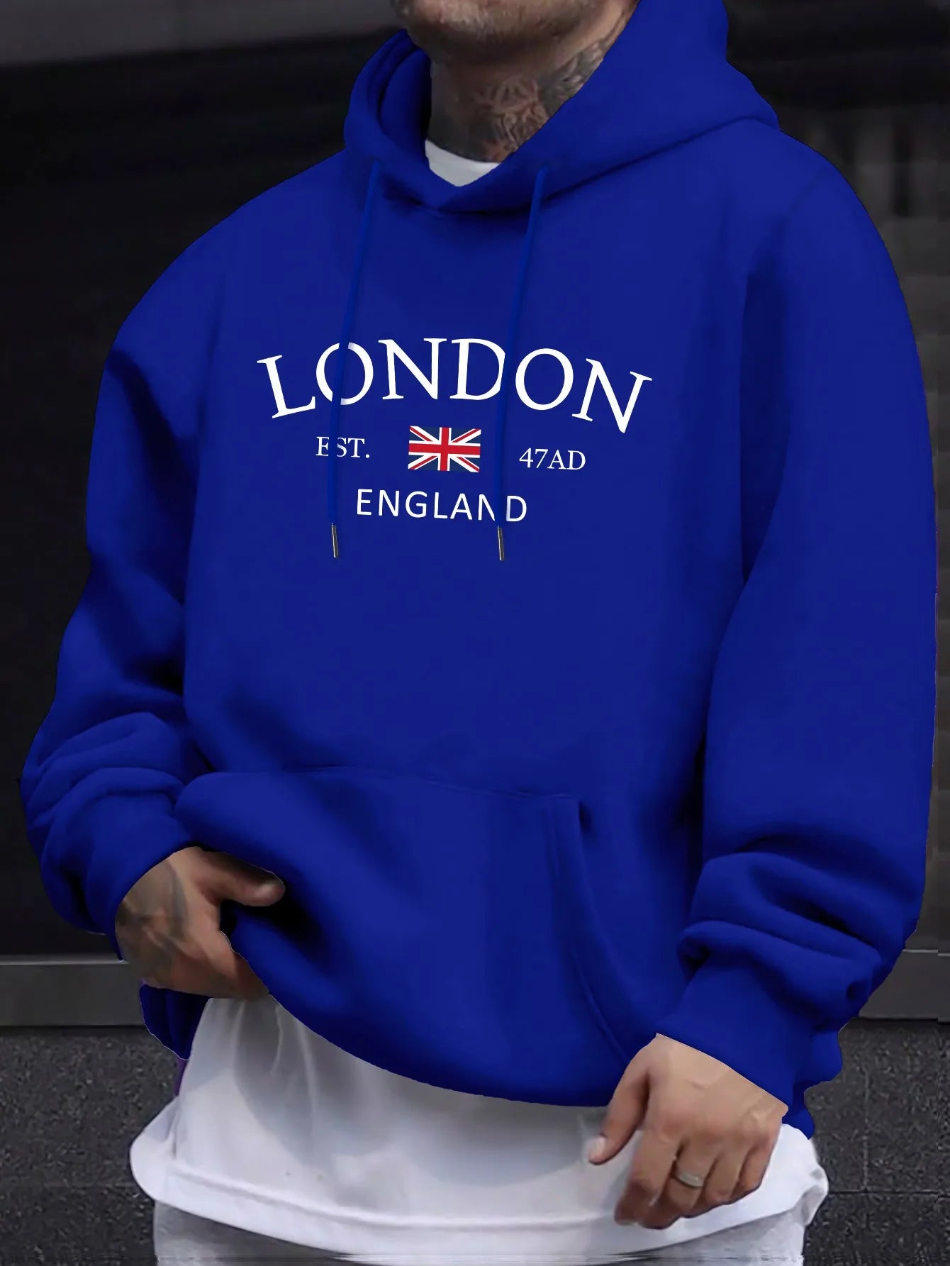 Stylish London England Flag Print Hoodie - Fashion Hoodies for Men with Long Sleeve Comfortable Regular Fit