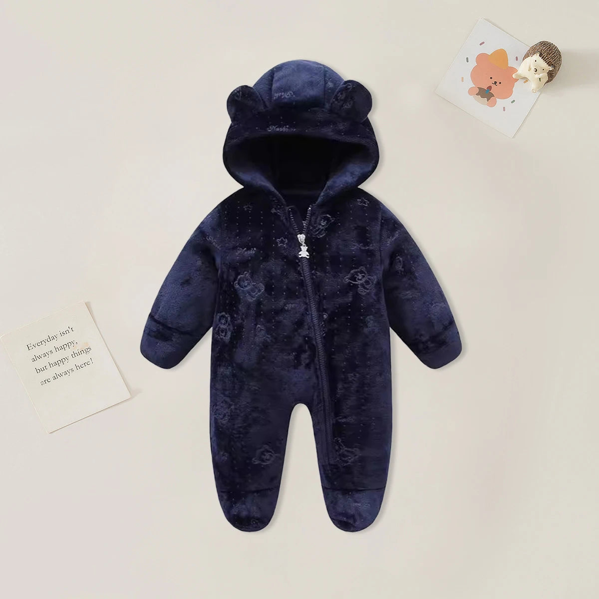 AYNIGIELL 0-12M Cartoon Newborn Bodysuit Warm RompersSoft Newborn Baby Clothes Flannel Autumn Winter Baby Boys Girls Jumpsuit