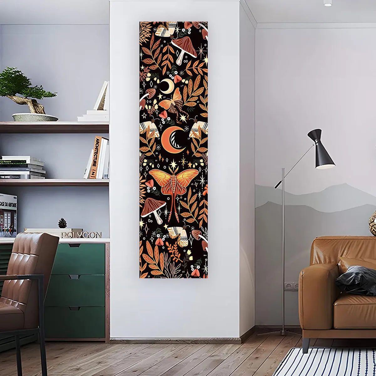 Gothic Witchy Sun & Moon Vertical Tapestry Black And White Butterfly Wall Hanging For Living Room, Bedroom Aesthetic Home Decor