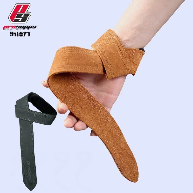 Leather Weight lifting Wrist Straps Fitness Bodybuilding Training Gym lifting straps with Non Slip Cowhide Grip