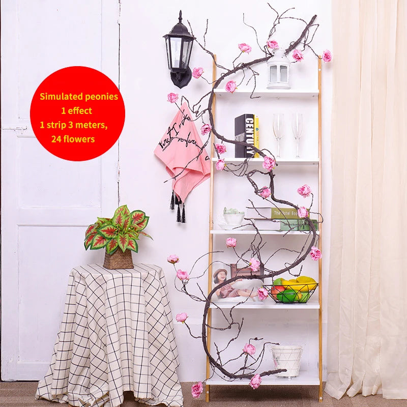 3m immortal peony extra long thick vine hanging wreath home garden wedding arch DIY fake vine wall decoration