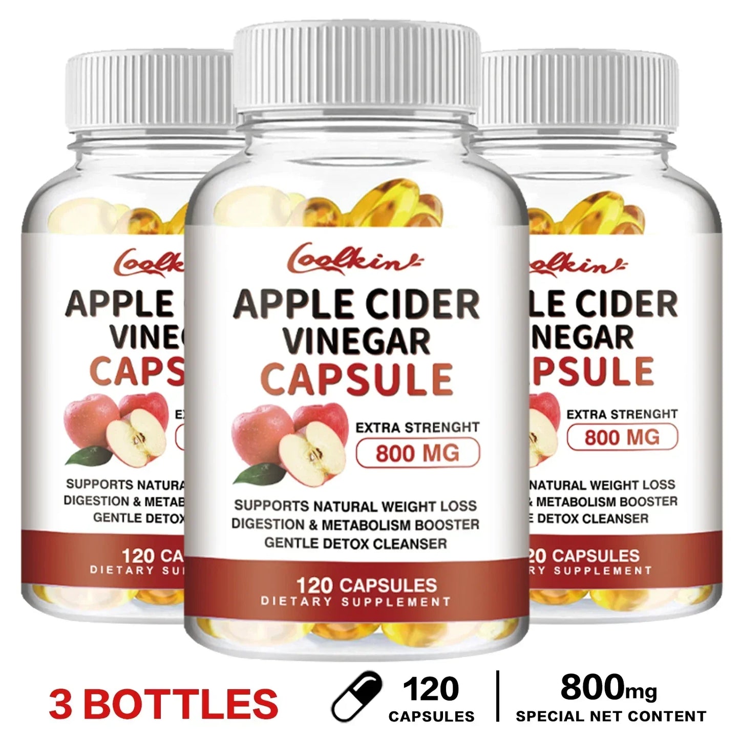 Apple Cider Vinegar Capsules - Healthy Weight Management, Promote Metabolism, Suppress Appetite, and Improve Immunity