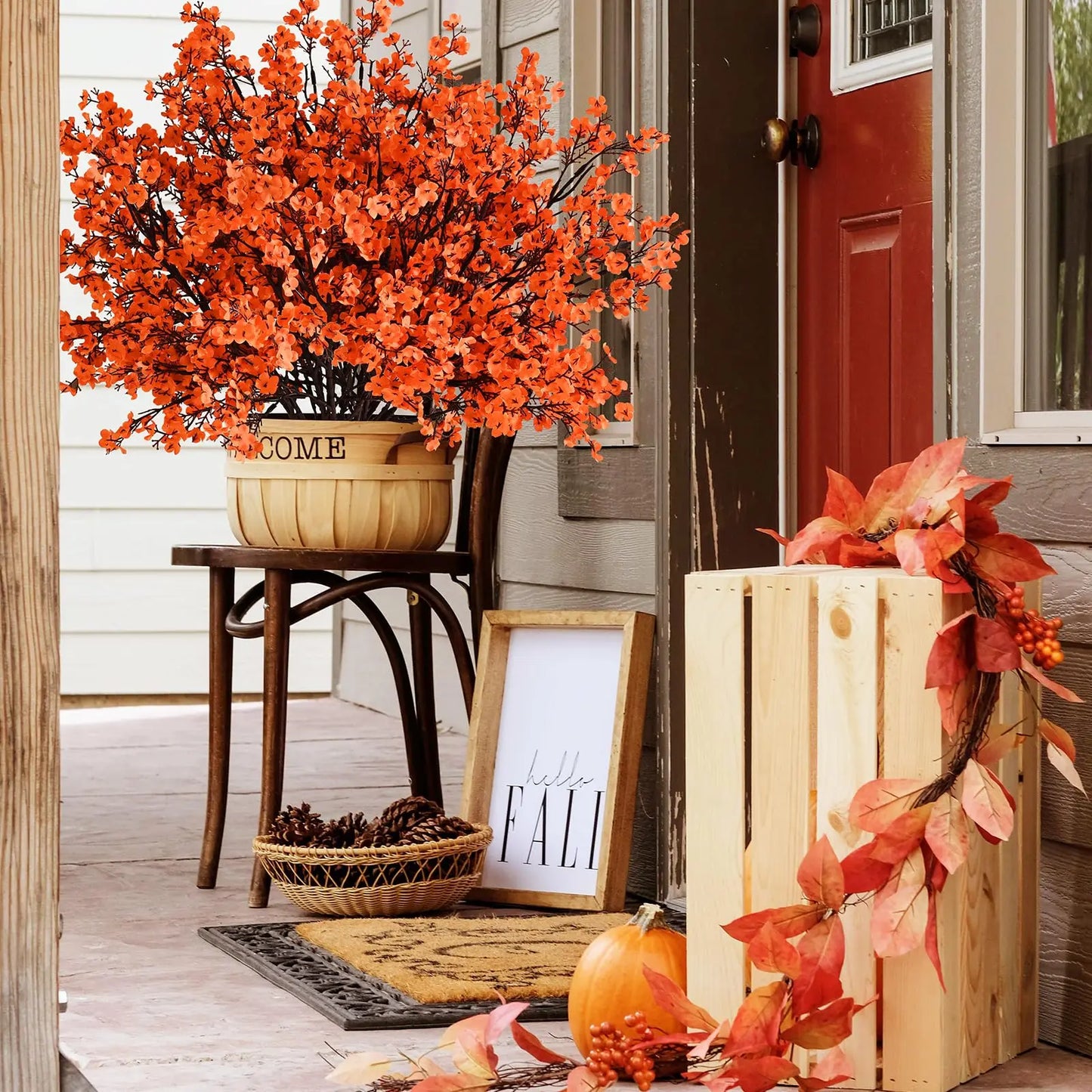 5Pcs Artificial Flowers Fall Babys Breath Fake Plants Home Wedding Centerpiece Table Thanksgiving Party Autumn Room Decorations