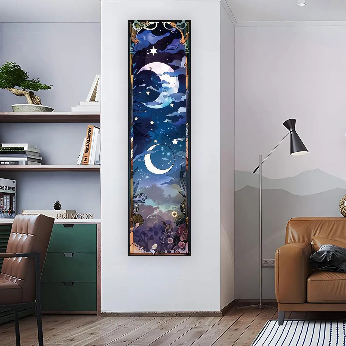 Gothic Witchy Sun & Moon Vertical Tapestry Black And White Butterfly Wall Hanging For Living Room, Bedroom Aesthetic Home Decor