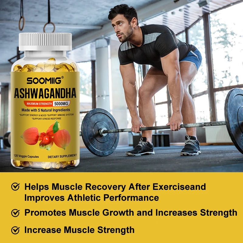 Organic Ashwagandha - Stress Relief & Immune Support Supplement, Supports Balanced Energy Levels, NON-GMO Vegan Capsules