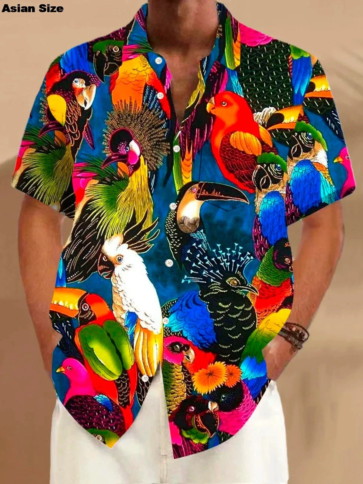 Flamingo Parrot 3D Print Hawaiian Shirt Men Women Fashion Turn Down Beach Shirts 2025 Blouse Vocation Turn Down Collar Camisa