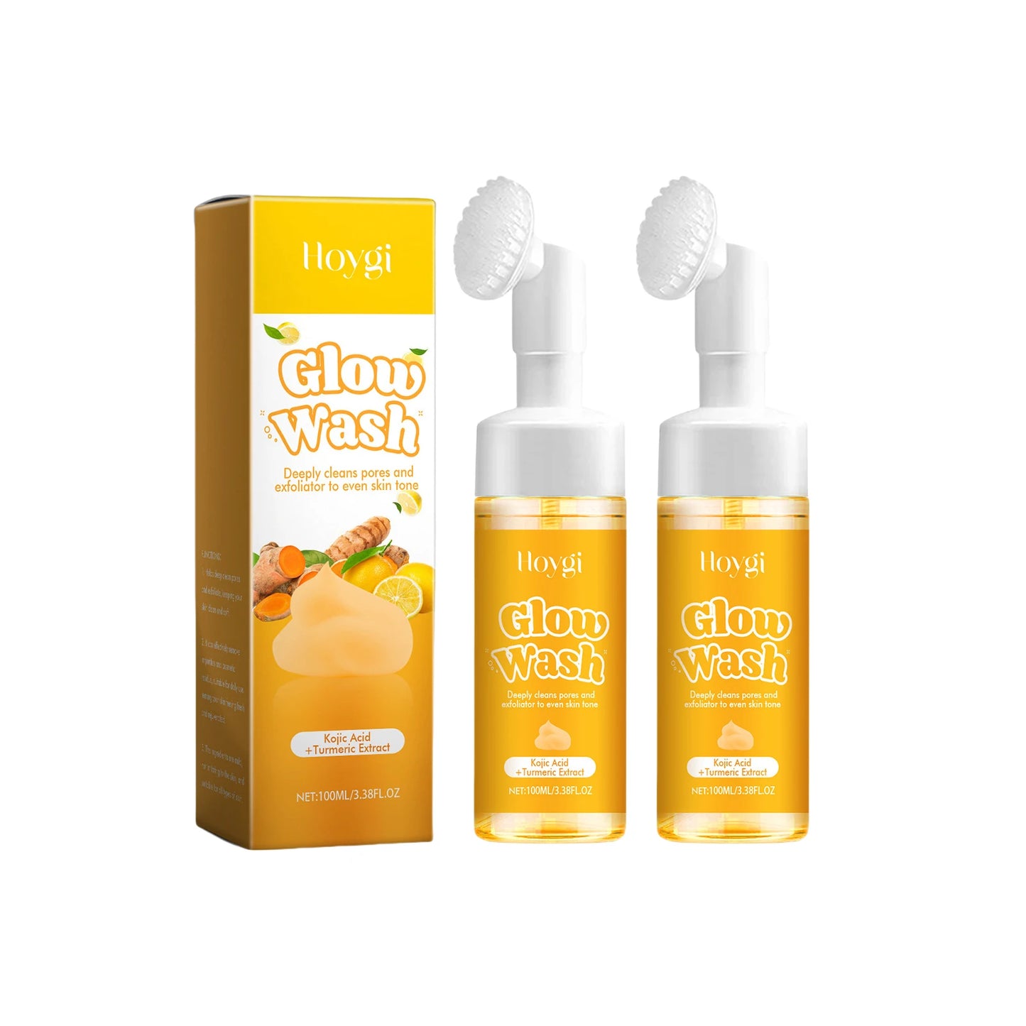 Hoygi Turmeric Facial Cleanser Natural Organic Gentle Formula Deep Cleanse Oil-Control Anti-Oxidant Brightening All Skin Types