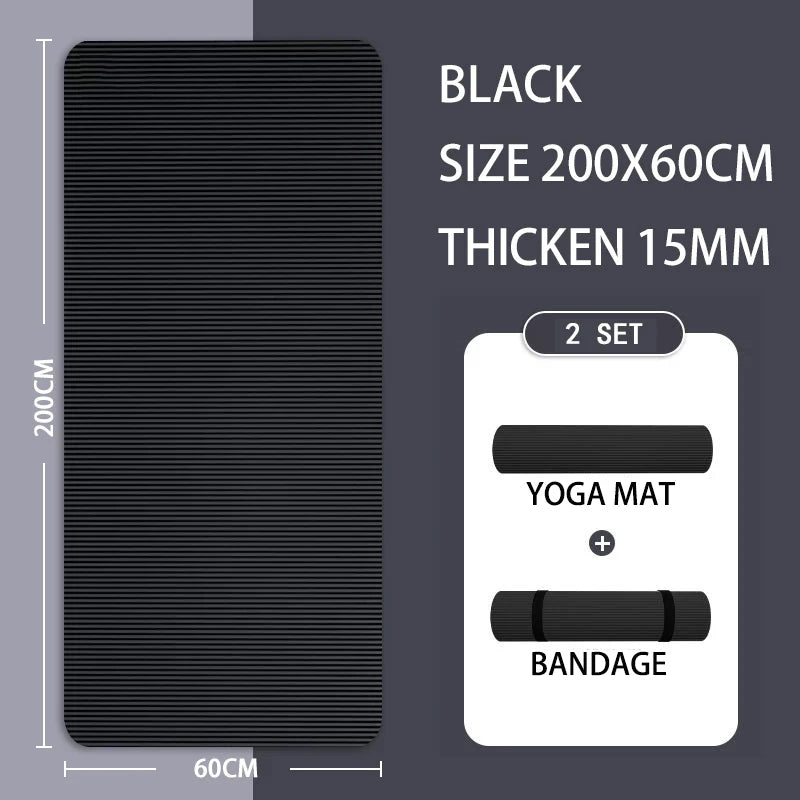 Non-slip Extra Thick 15mm Yoga Mat  Men Women Fitness NBR Soft Mat Tasteless Gym Household Exercise Pilates Yoga Mat