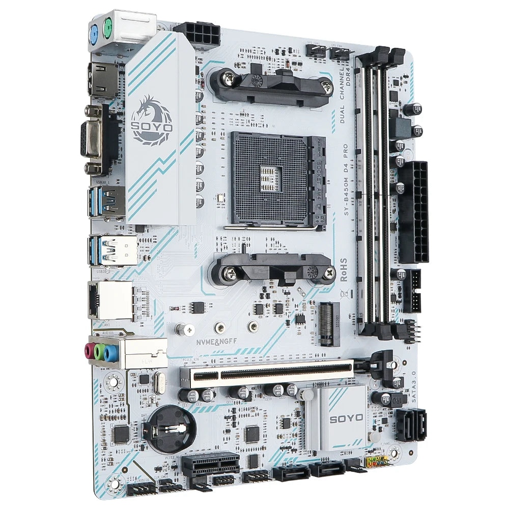 SOYO AMD B450M Game Motherboard DDR4 Memory AM4 Mainboard M.2 NVME Desktop Computer components Supports CPU AMD AM4 Ryzen1-5th