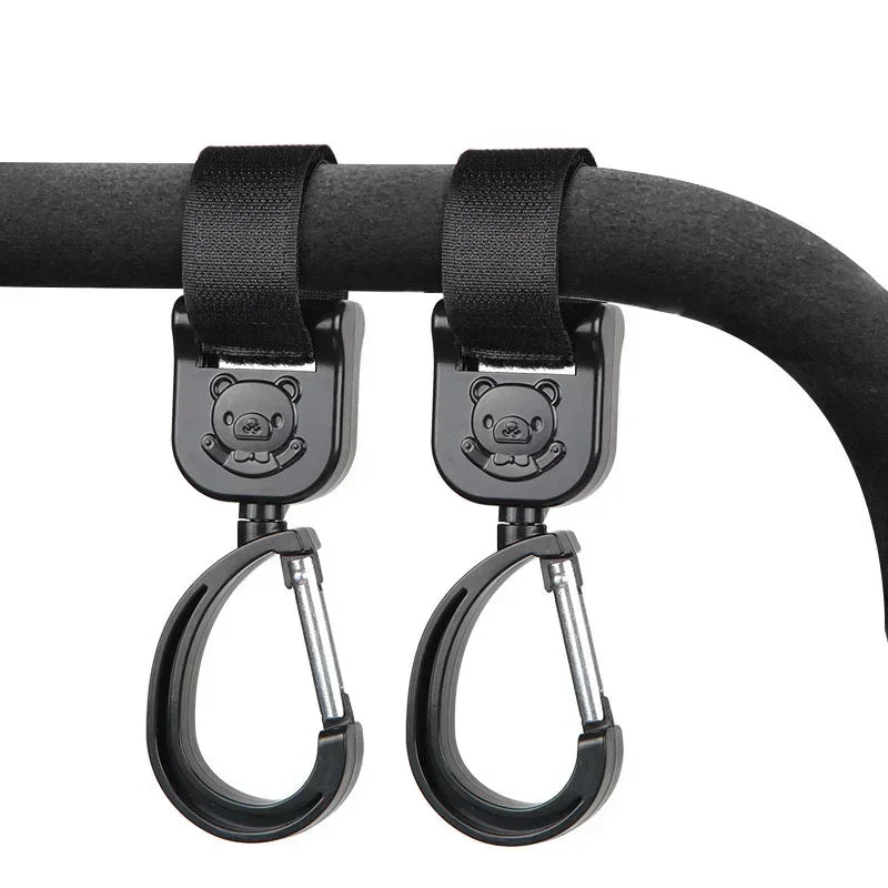 360 Degree Cart Organizer Storage Bag Hanger Universal Outdoor Stroller Accessories Baby Pram Hooks Rotate Hanging Bag