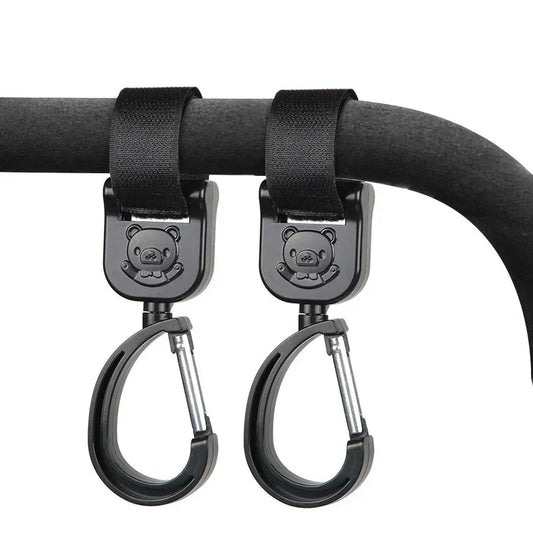 360 Degree Cart Organizer Storage Bag Hanger Universal Outdoor Stroller Accessories Baby Pram Hooks Rotate Hanging Bag