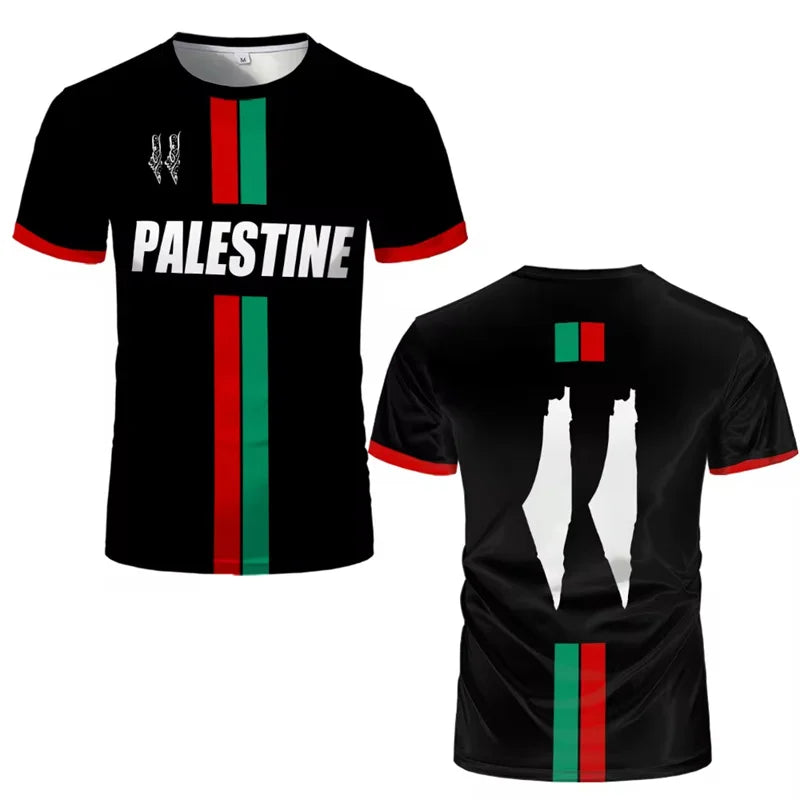 Palestine Football T Shirts Summer Fashion Short Sleeve Palestinian Flag 3D Printed T-shirts Casual O Neck Loose Mens Tops Tees