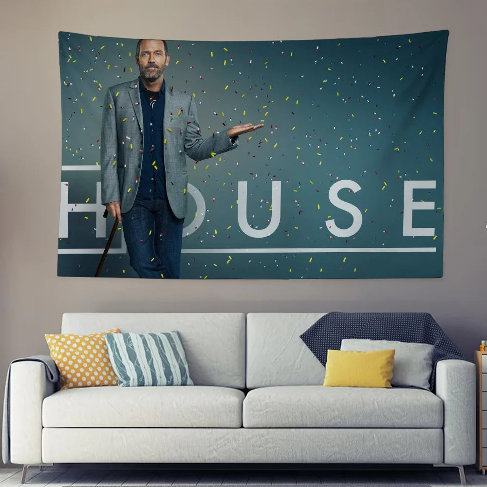 H-House-MD Tapestry Decoration Bedroom Dormitory Background Cloth Holiday Home Party Living Room Club Cloth