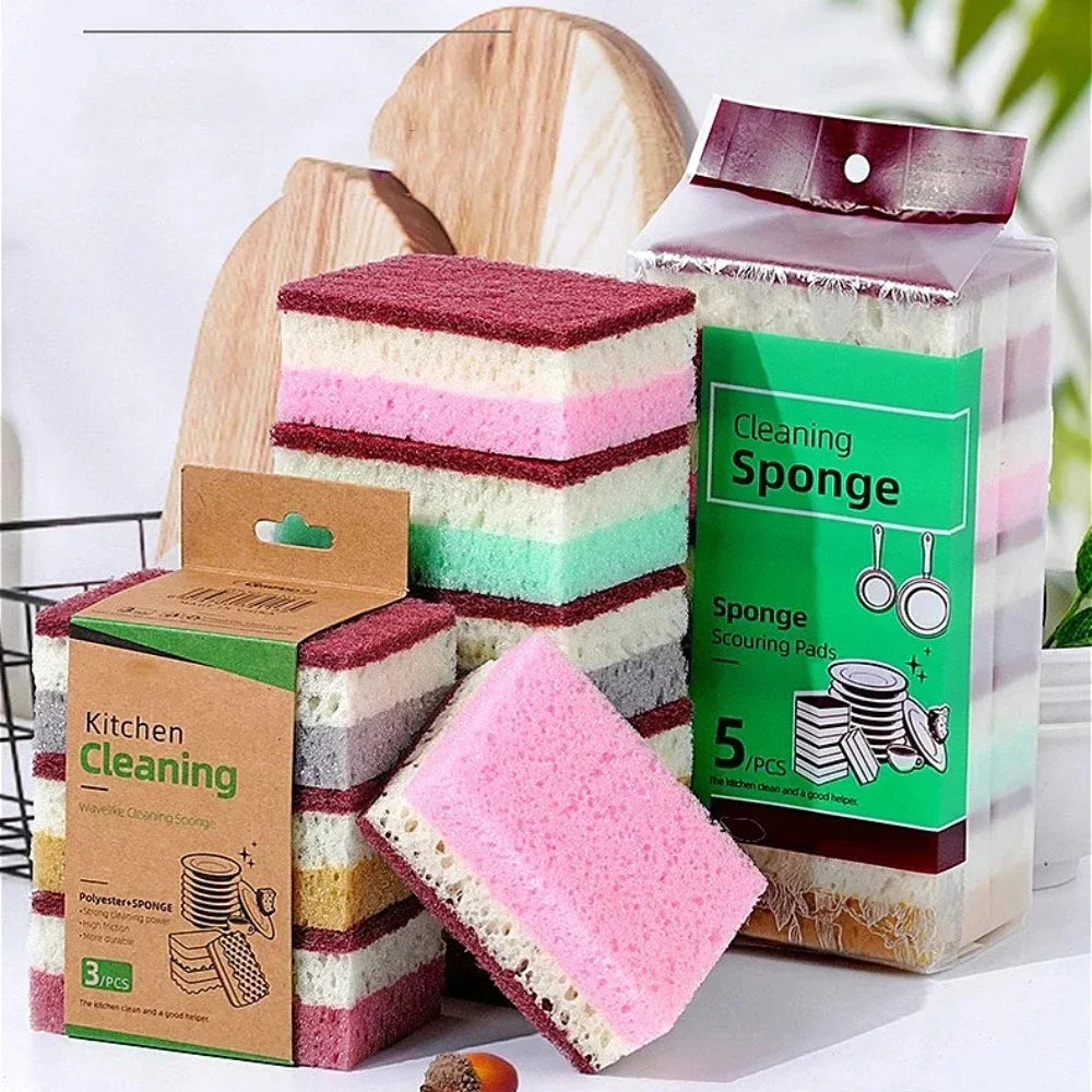 3-10pcs High density porous seaweed elastic magic wipe cleaning dishwashing sponge brush multifunctional kitchen tool